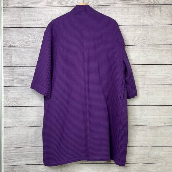 Terrytown R Initial Embroidered Purple Waffle Knit Robe OS * - Picture 6 of 7